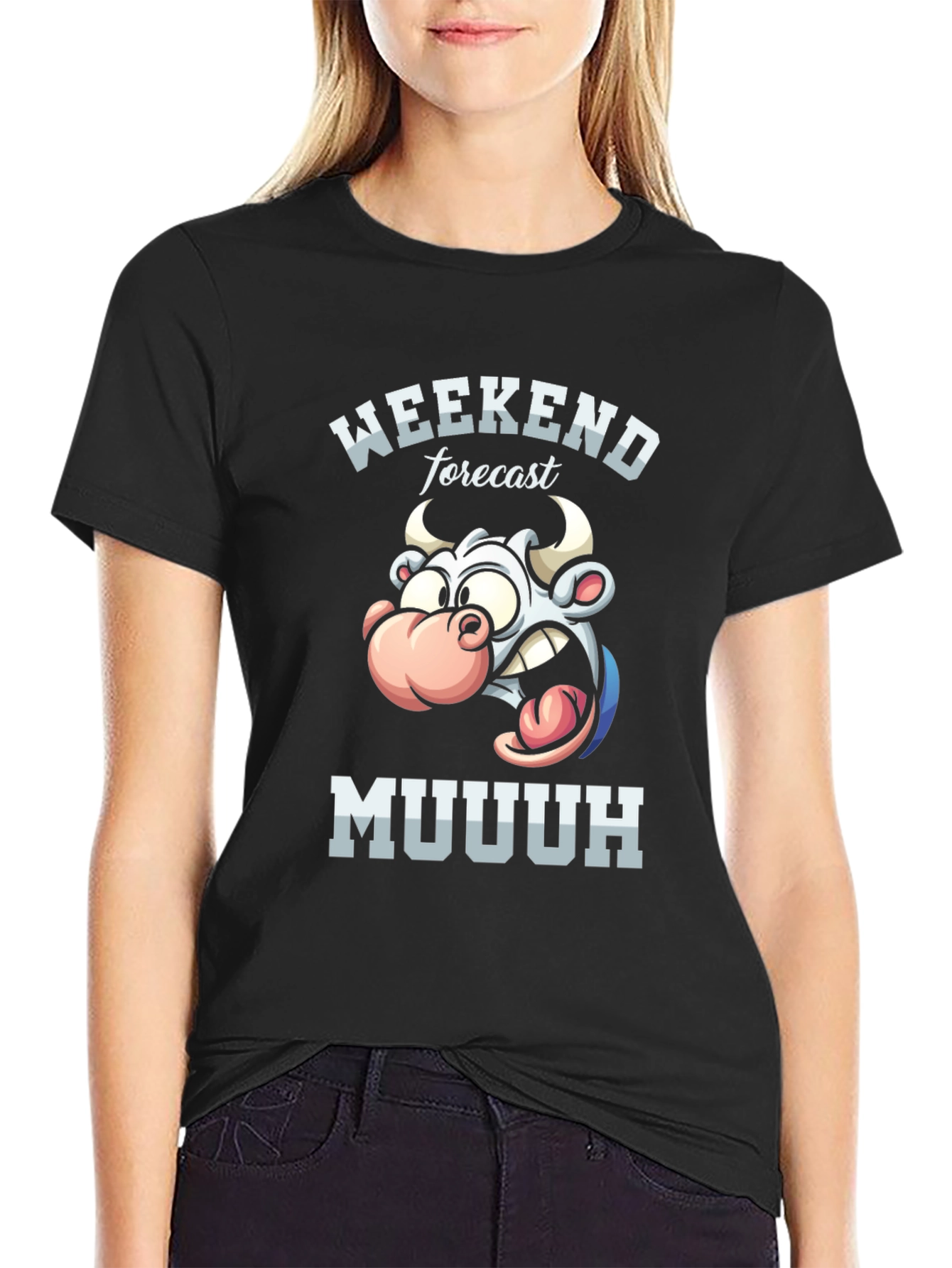Weekend Forecast Muuuh T-Shirt - Funny Cow Tee