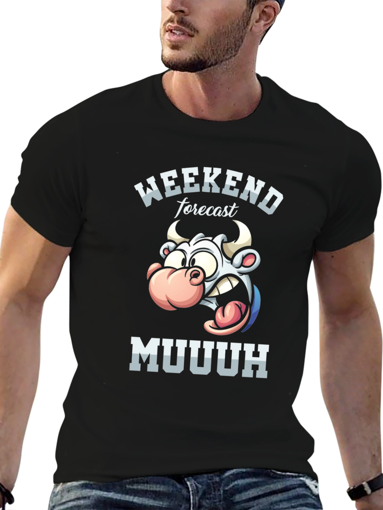 Weekend Forecast Muuuh T-Shirt - Funny Cow Tee