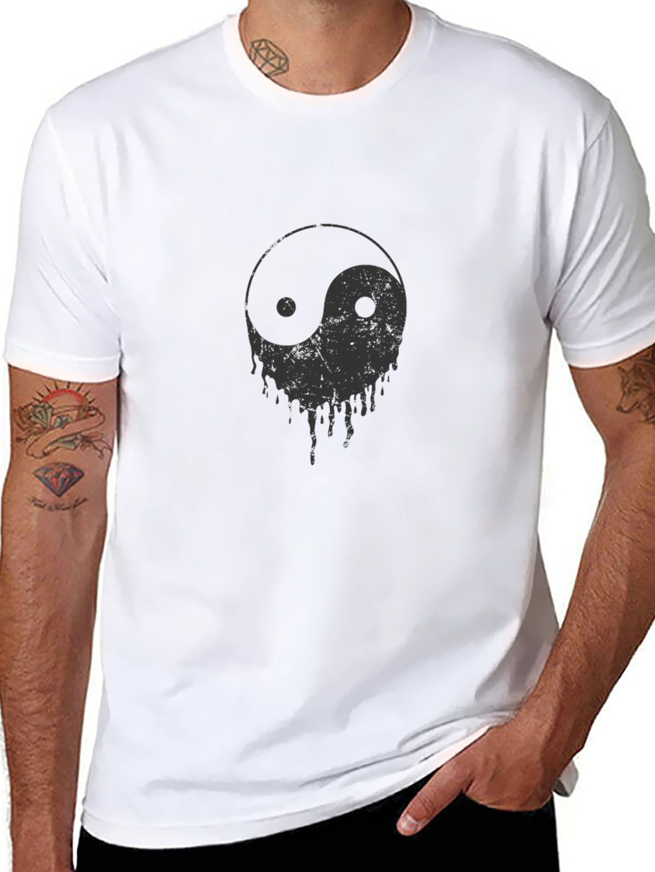 Yin Yang Drip Graphic Tee - Cool Casual Style
