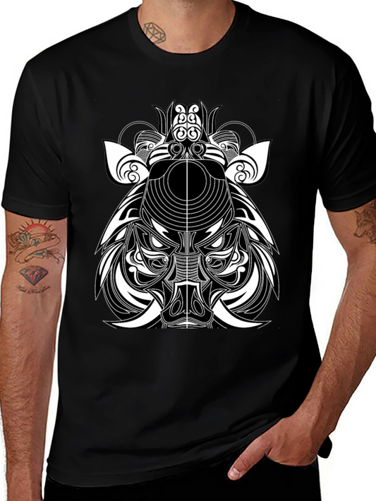 Tribal Boar Graphic Tee - Black