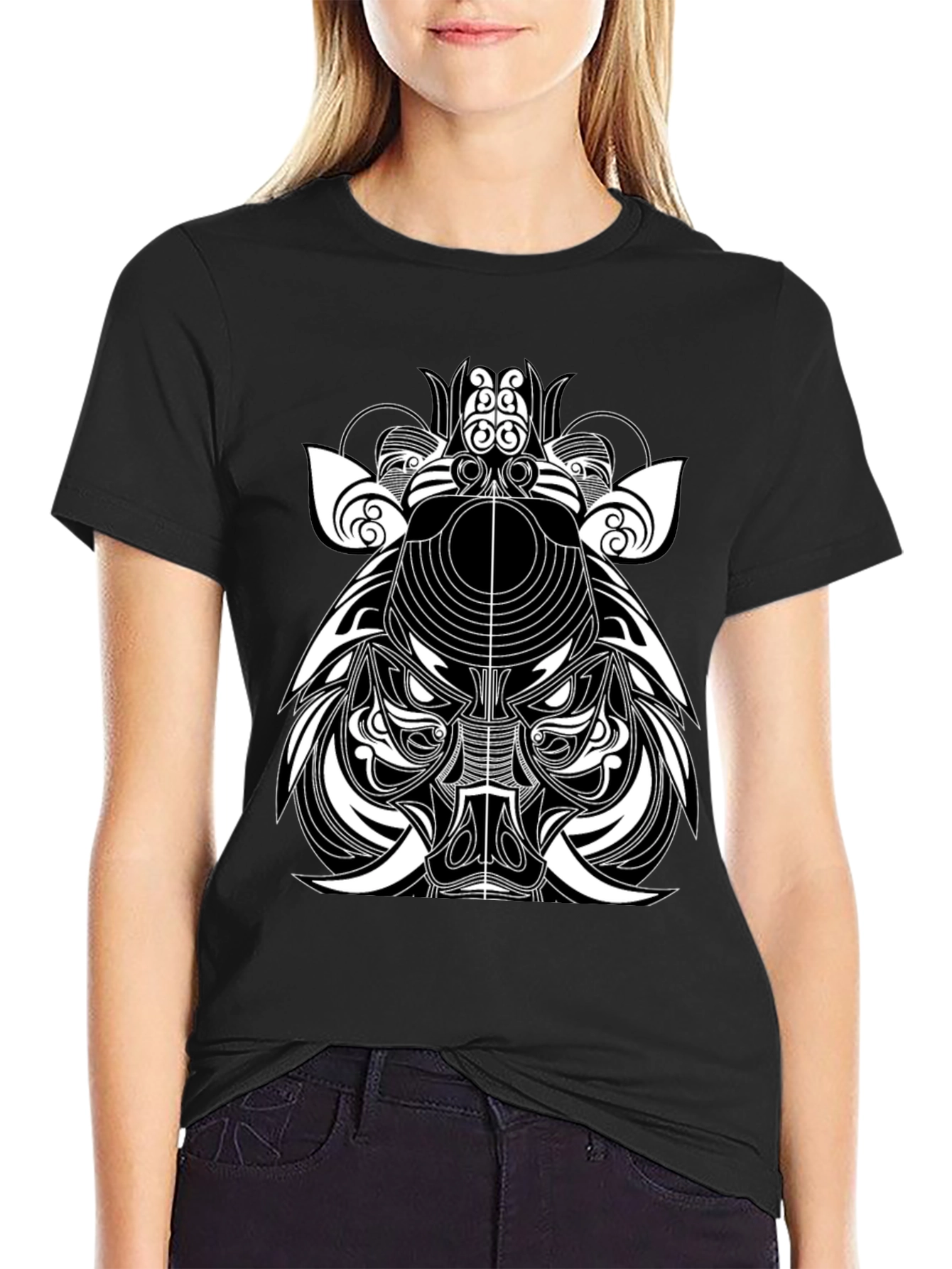Tribal Boar Graphic Tee - Black