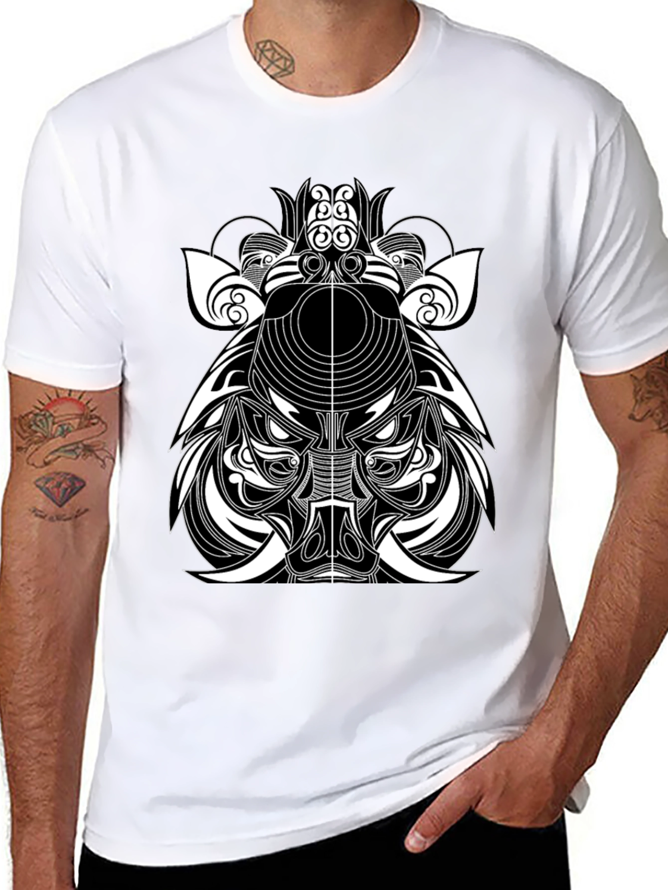 Tribal Boar Graphic Tee - Black