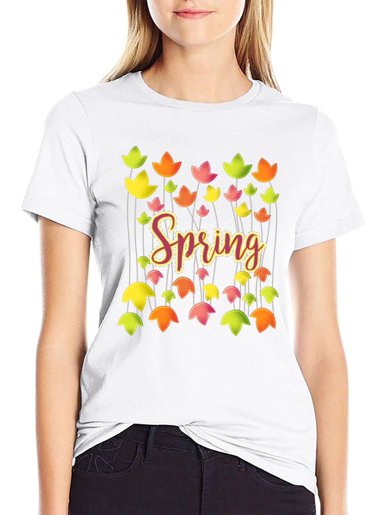 Spring Floral Graphic T-Shirt - Trendy Casual Tee