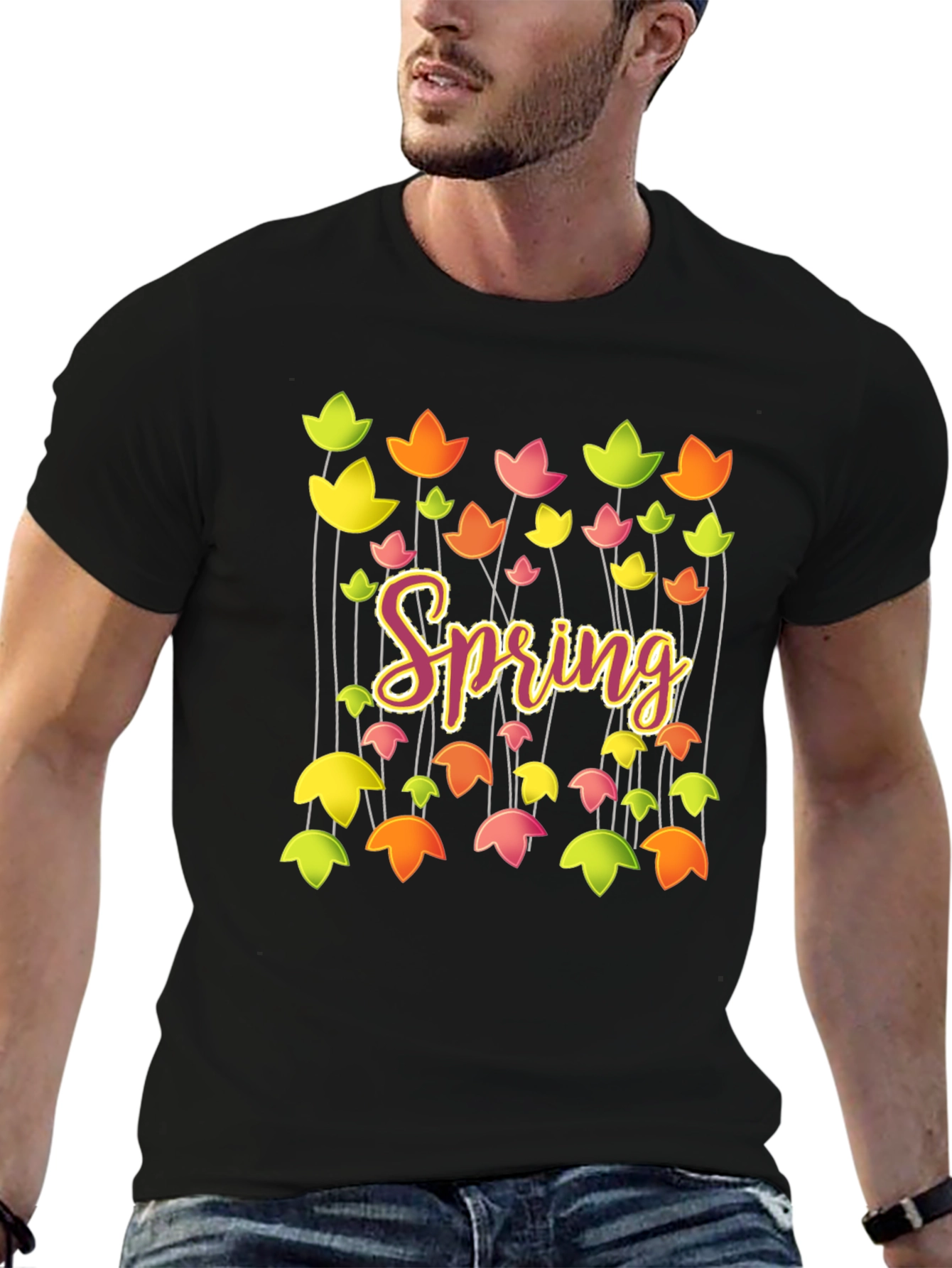 Spring Floral Graphic T-Shirt - Trendy Casual Tee
