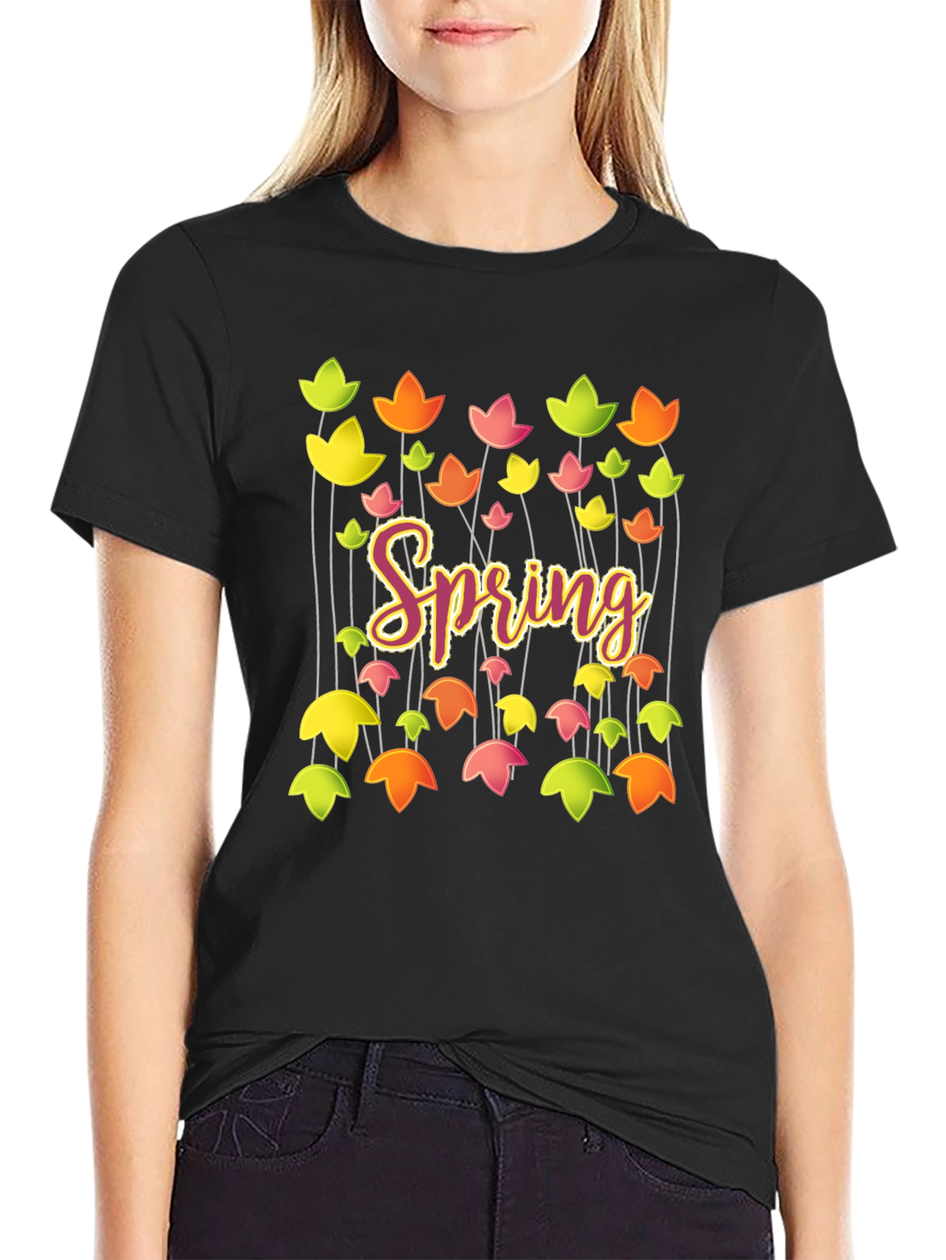 Spring Floral Graphic T-Shirt - Trendy Casual Tee