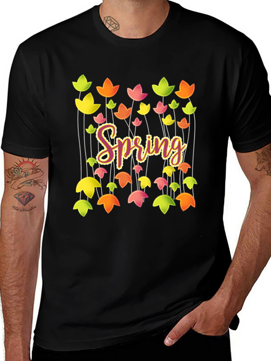 Spring Floral Graphic T-Shirt - Trendy Casual Tee