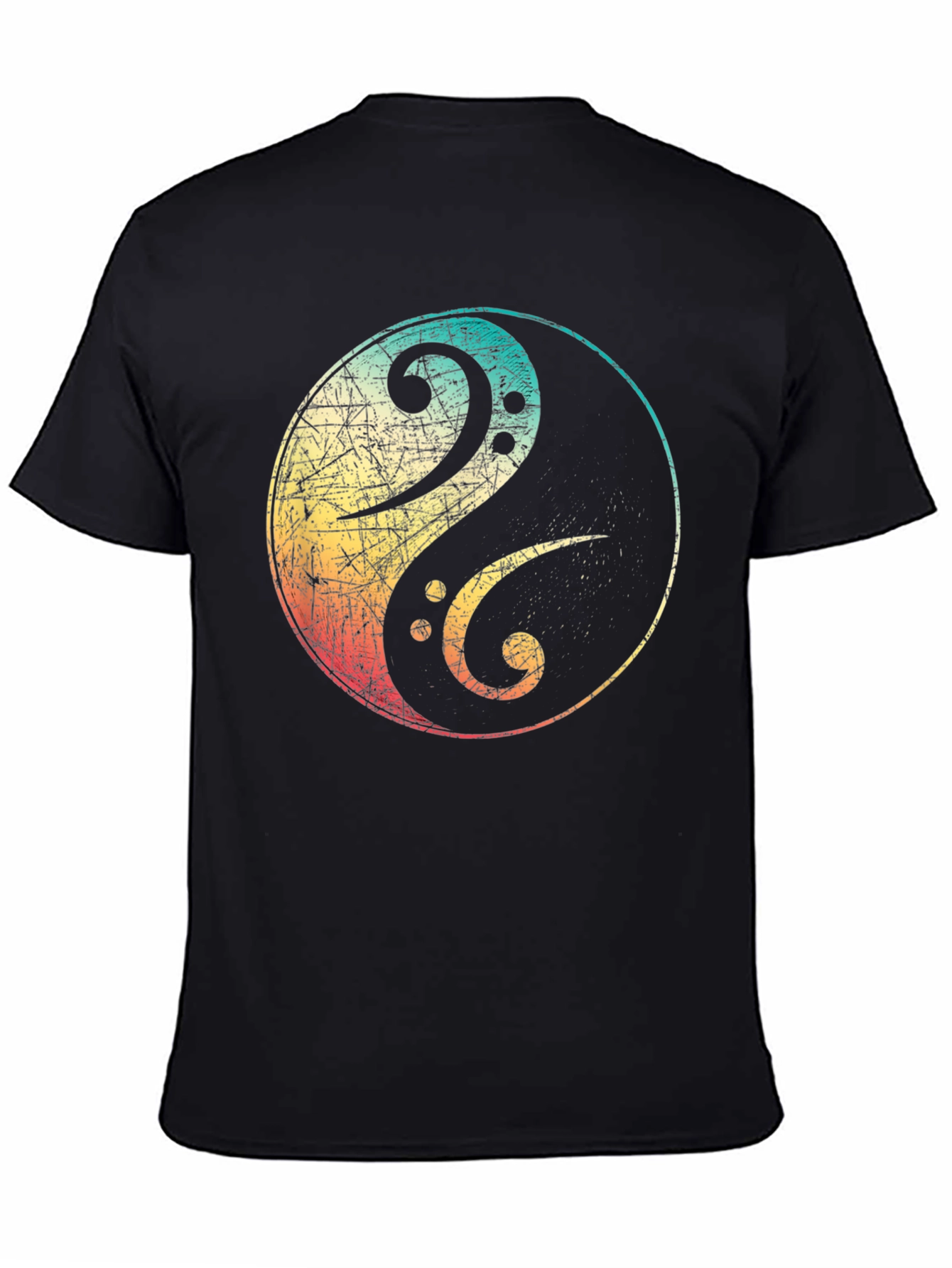 Yin Yang Bass Clef Graphic Tee - Black
