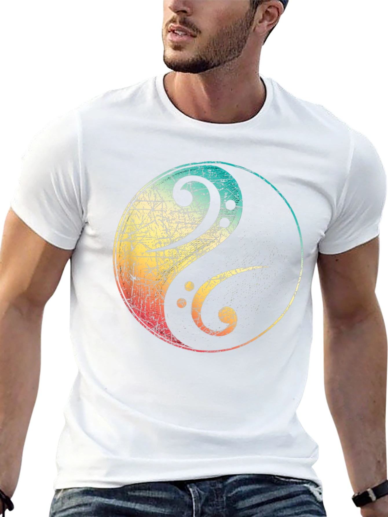 Yin Yang Bass Clef Graphic Tee - Black