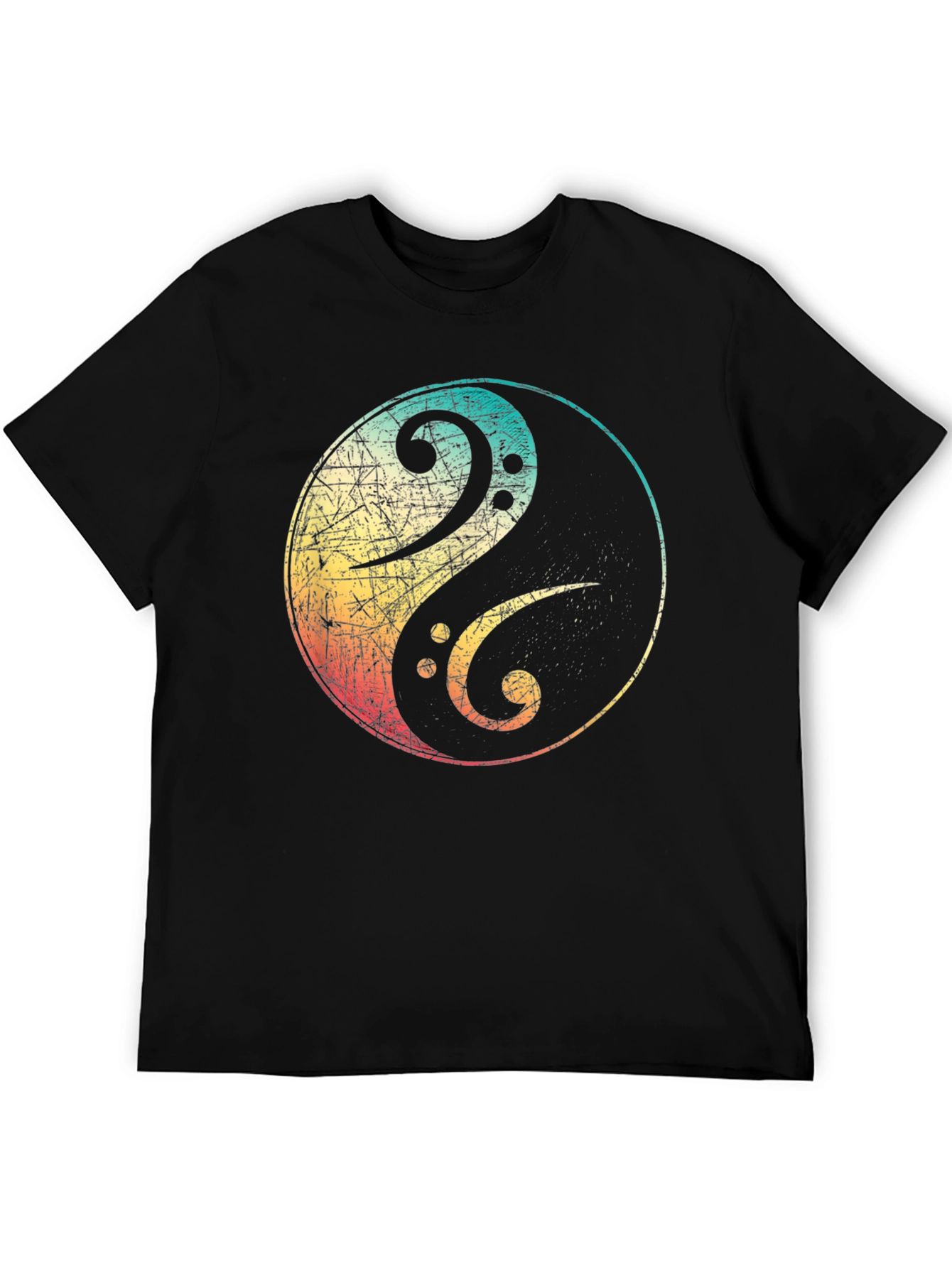 Yin Yang Bass Clef Graphic Tee - Black
