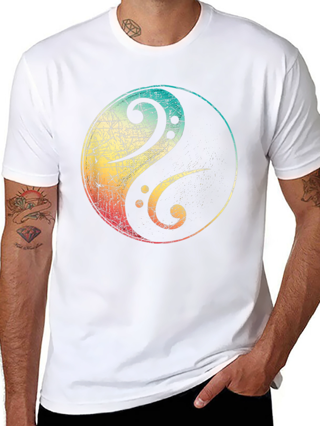 Yin Yang Bass Clef Graphic Tee - Black