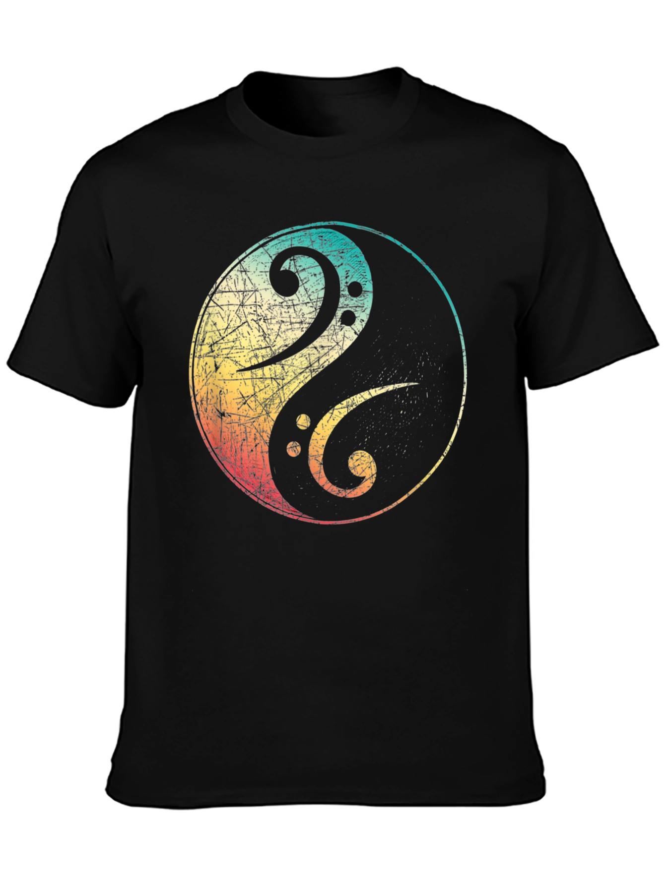 Yin Yang Bass Clef Graphic Tee - Black
