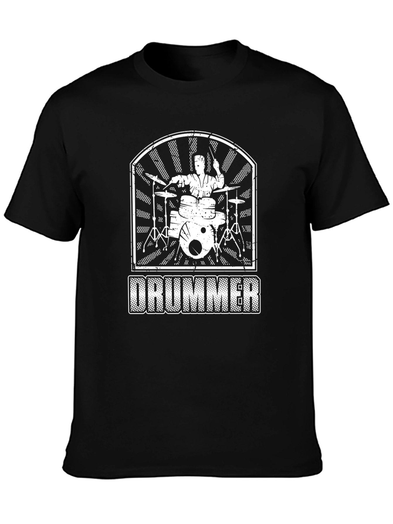 Drummer Graphic Print T-Shirt - Black
