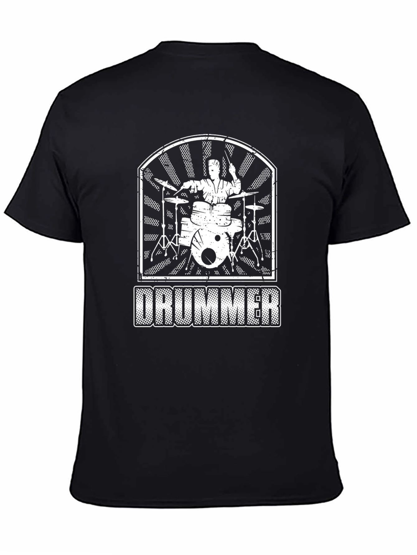 Drummer Graphic Print T-Shirt - Black