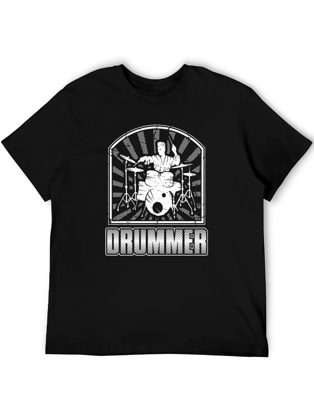 Drummer Graphic Print T-Shirt - Black