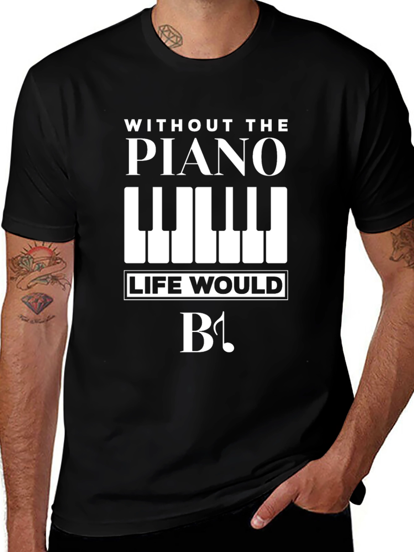 Piano Lovers T-Shirt: Without Piano Life Would Be Flat!