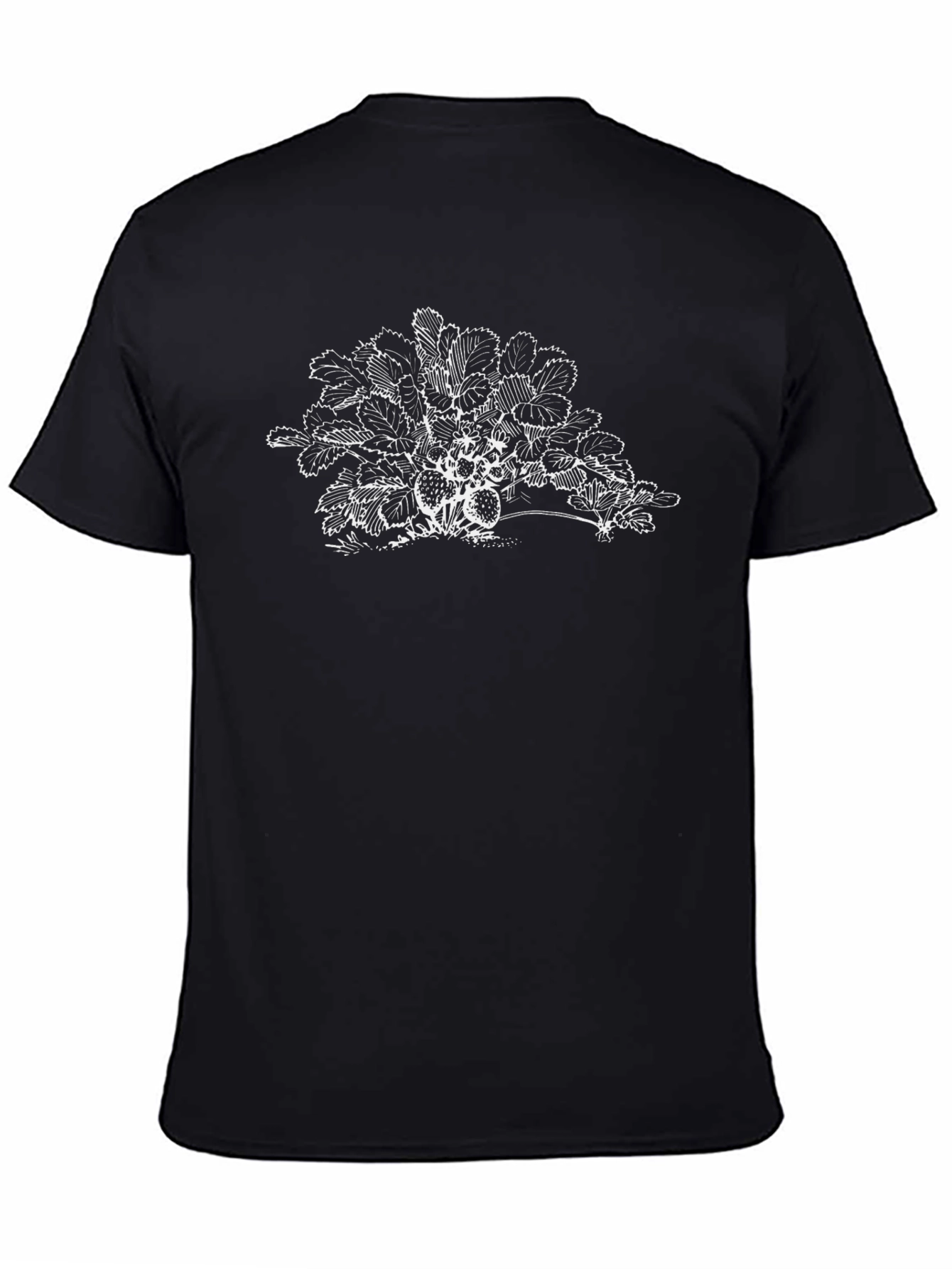 Strawberry Plant Graphic Tee - Black Cotton Shirt