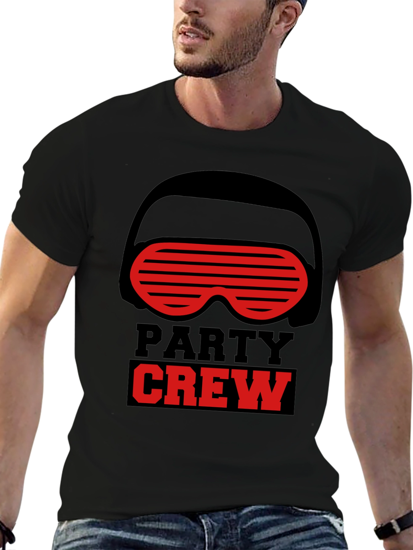 Party Crew Graphic T-Shirt - Black Crew Neck Tee