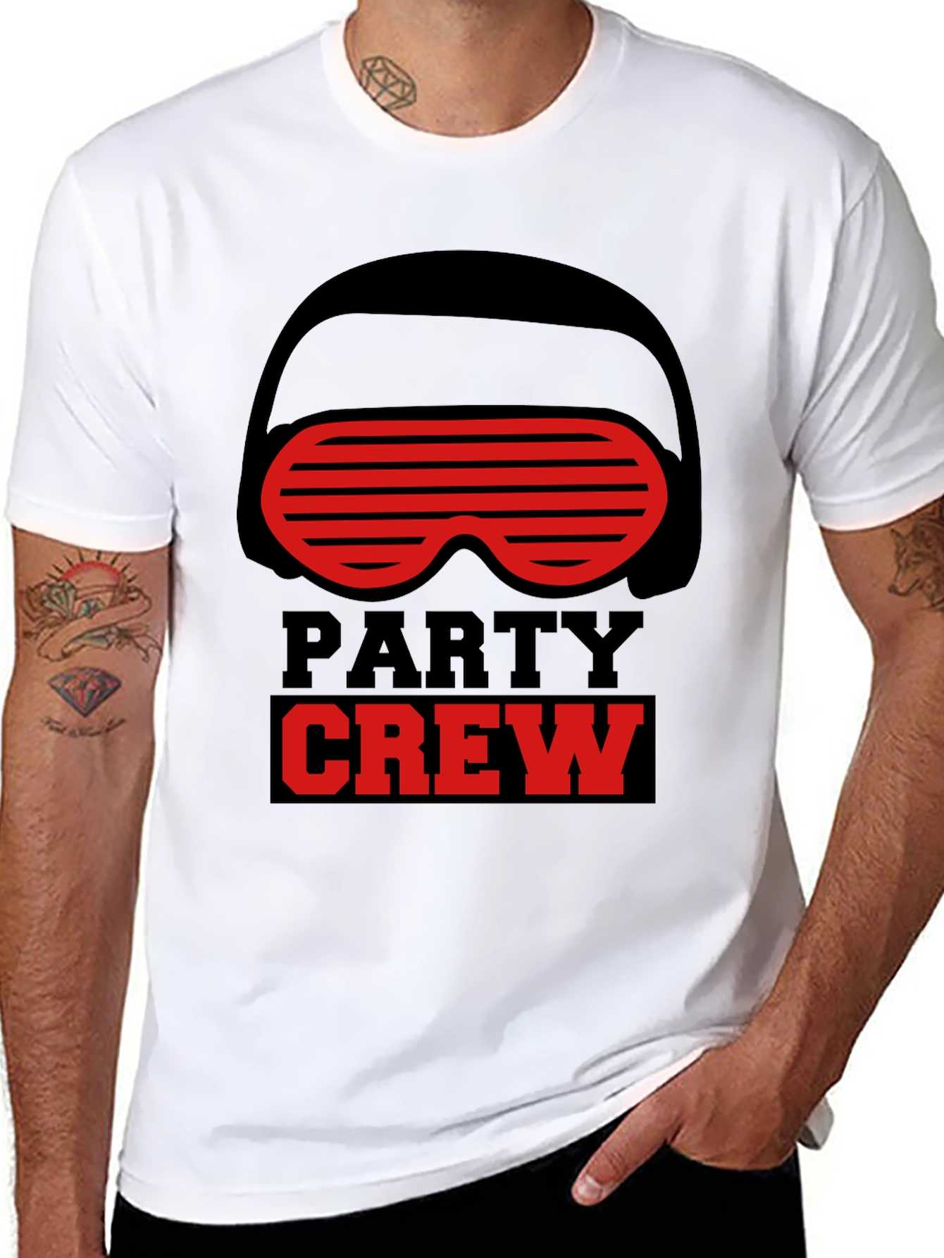 Party Crew Graphic T-Shirt - Black Crew Neck Tee
