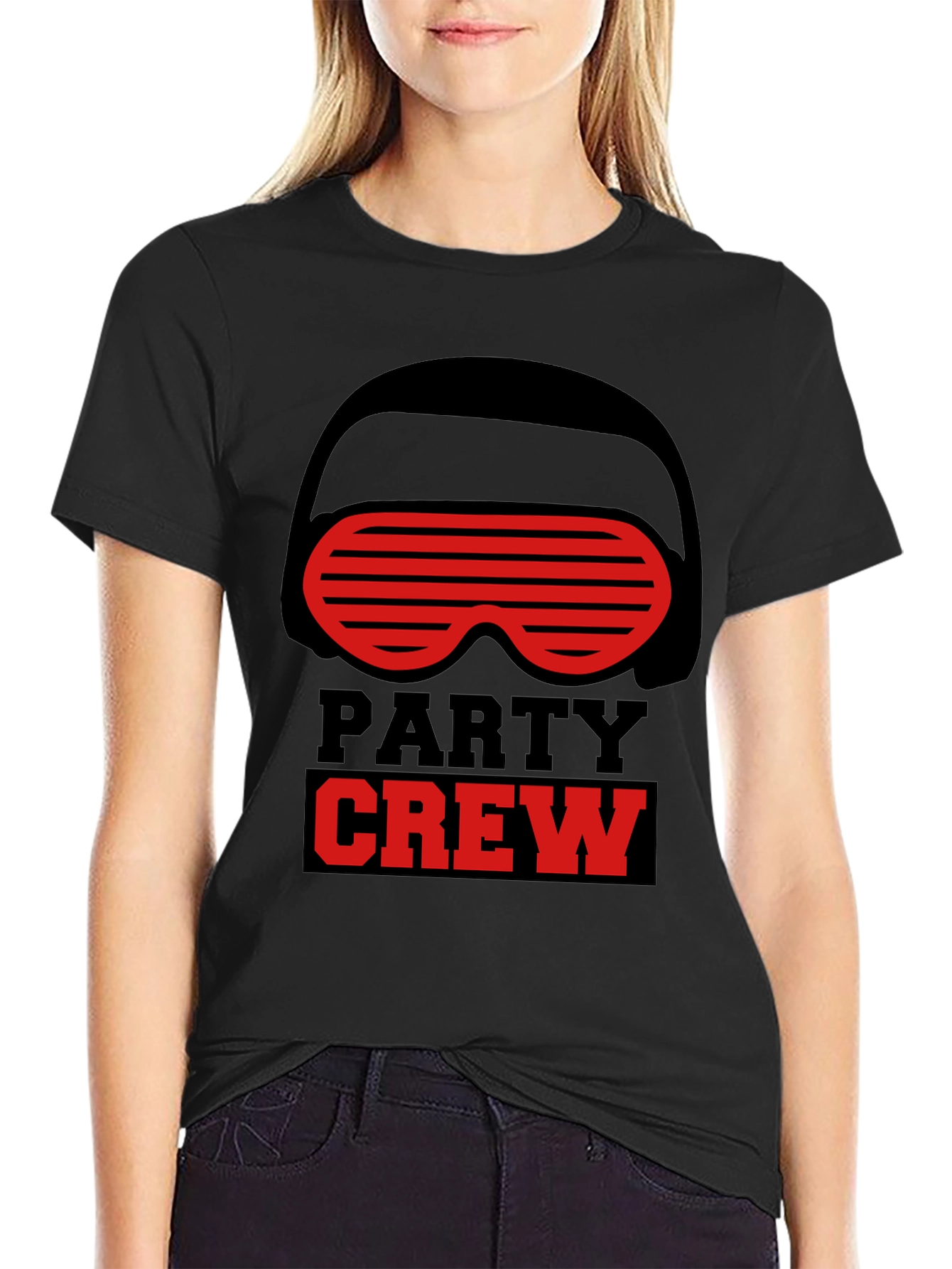 Party Crew Graphic T-Shirt - Black Crew Neck Tee