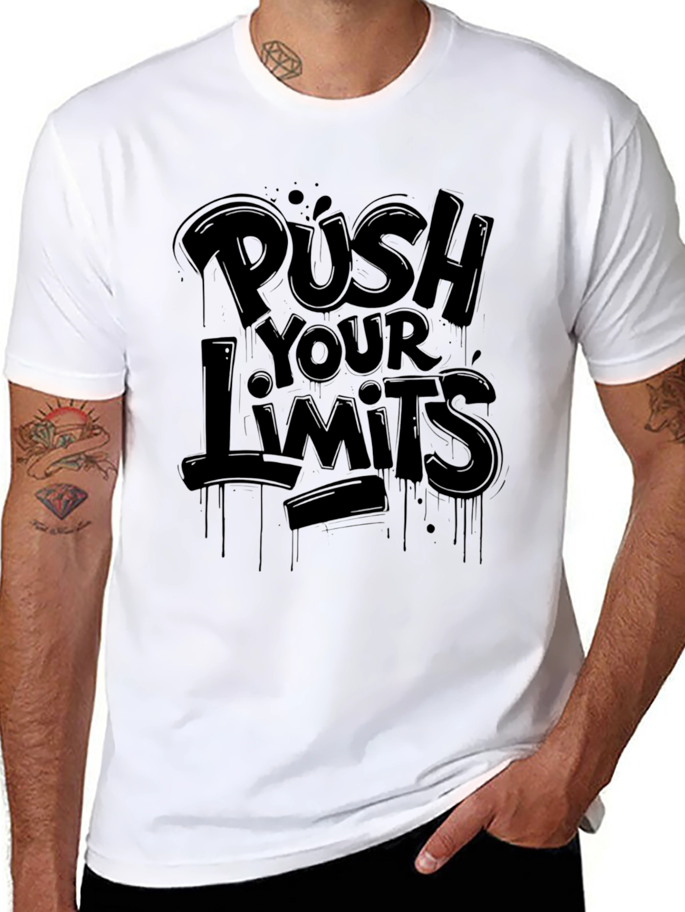 Push Your Limits Black Graphic Tee