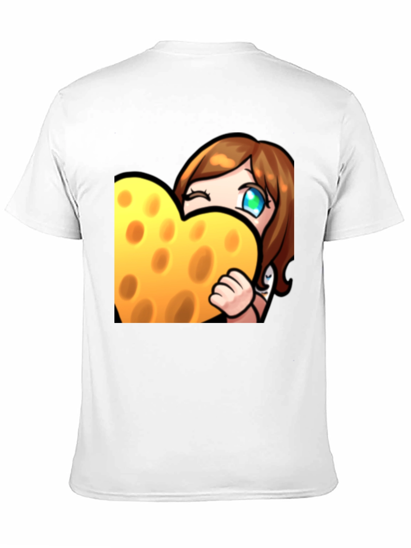 Cartoon Cheese Heart Graphic Black T-Shirt