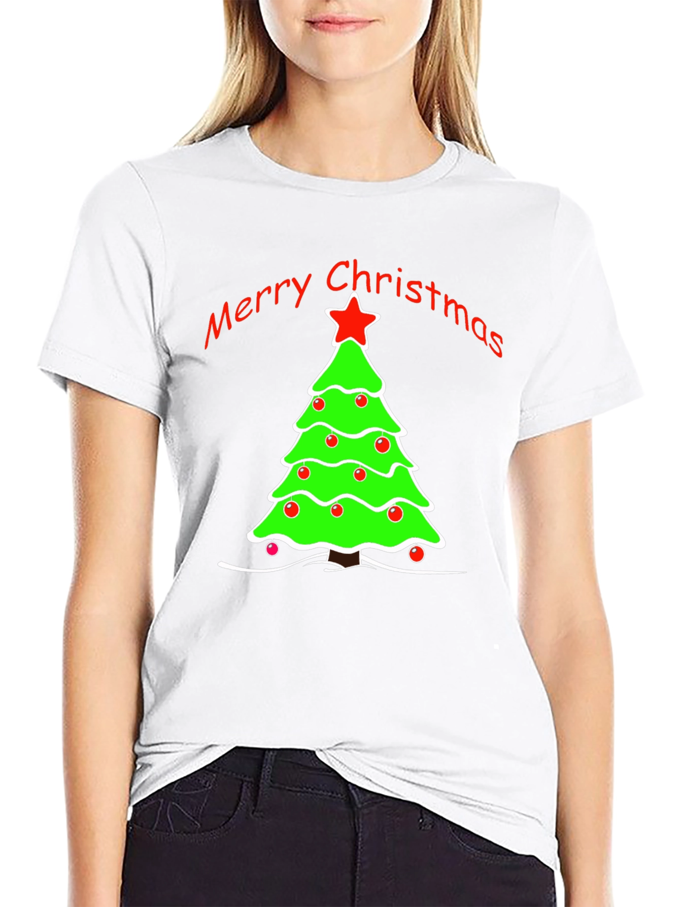 Merry Christmas Tree Graphic T-Shirt