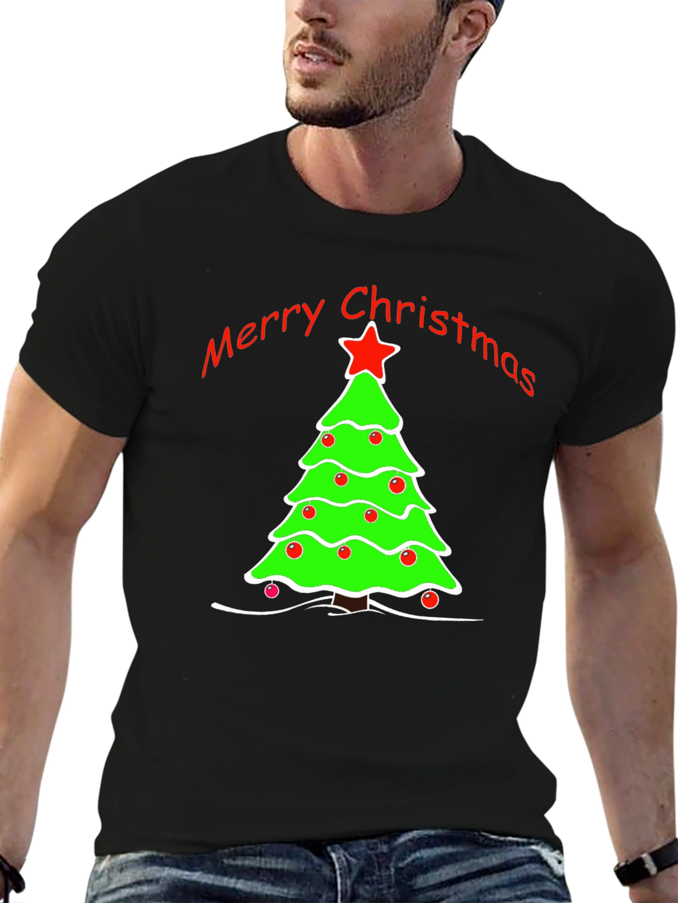 Merry Christmas Tree Graphic T-Shirt