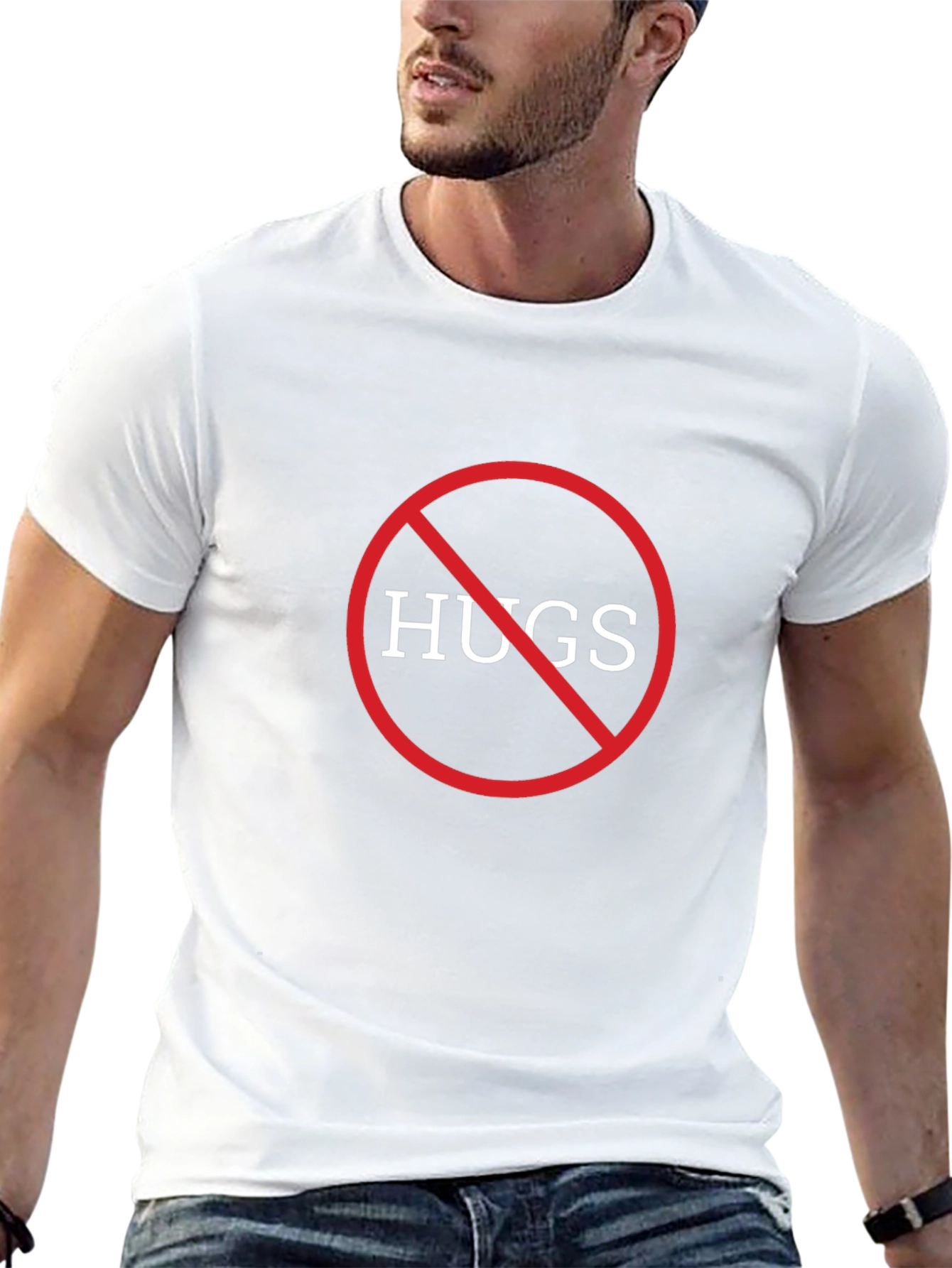 No Hugs Graphic Tee - Black Cotton Comfort