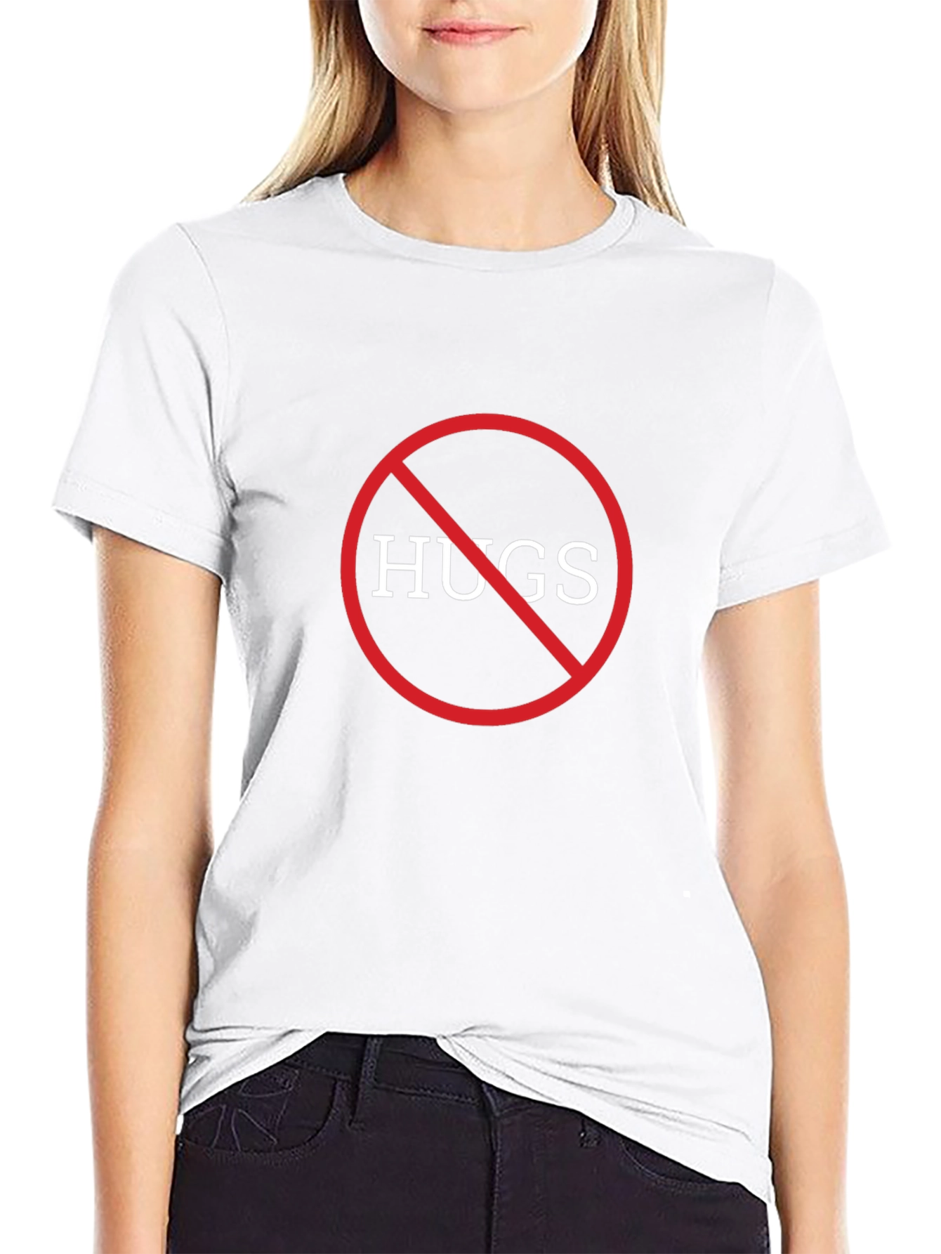 No Hugs Graphic Tee - Black Cotton Comfort