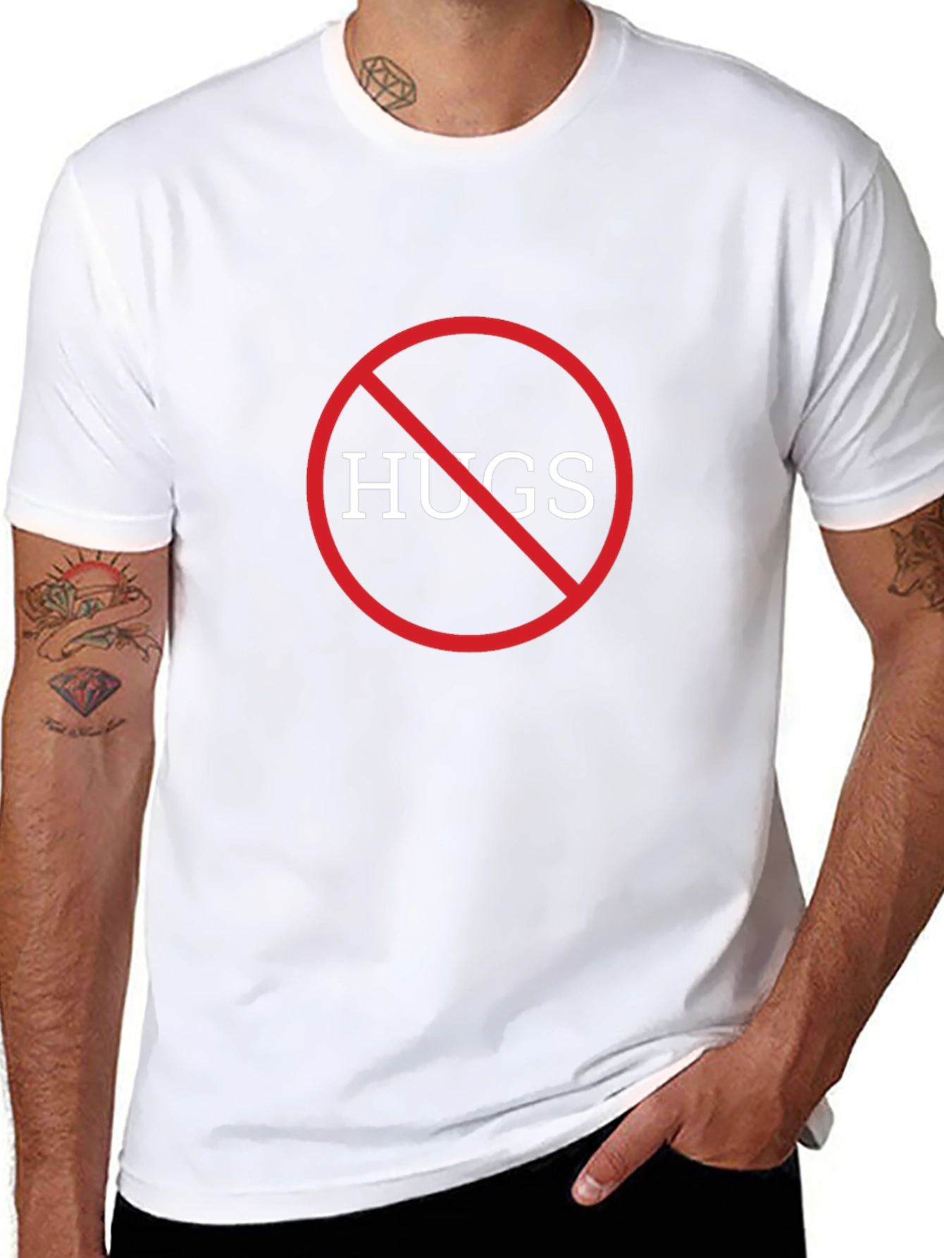 No Hugs Graphic Tee - Black Cotton Comfort