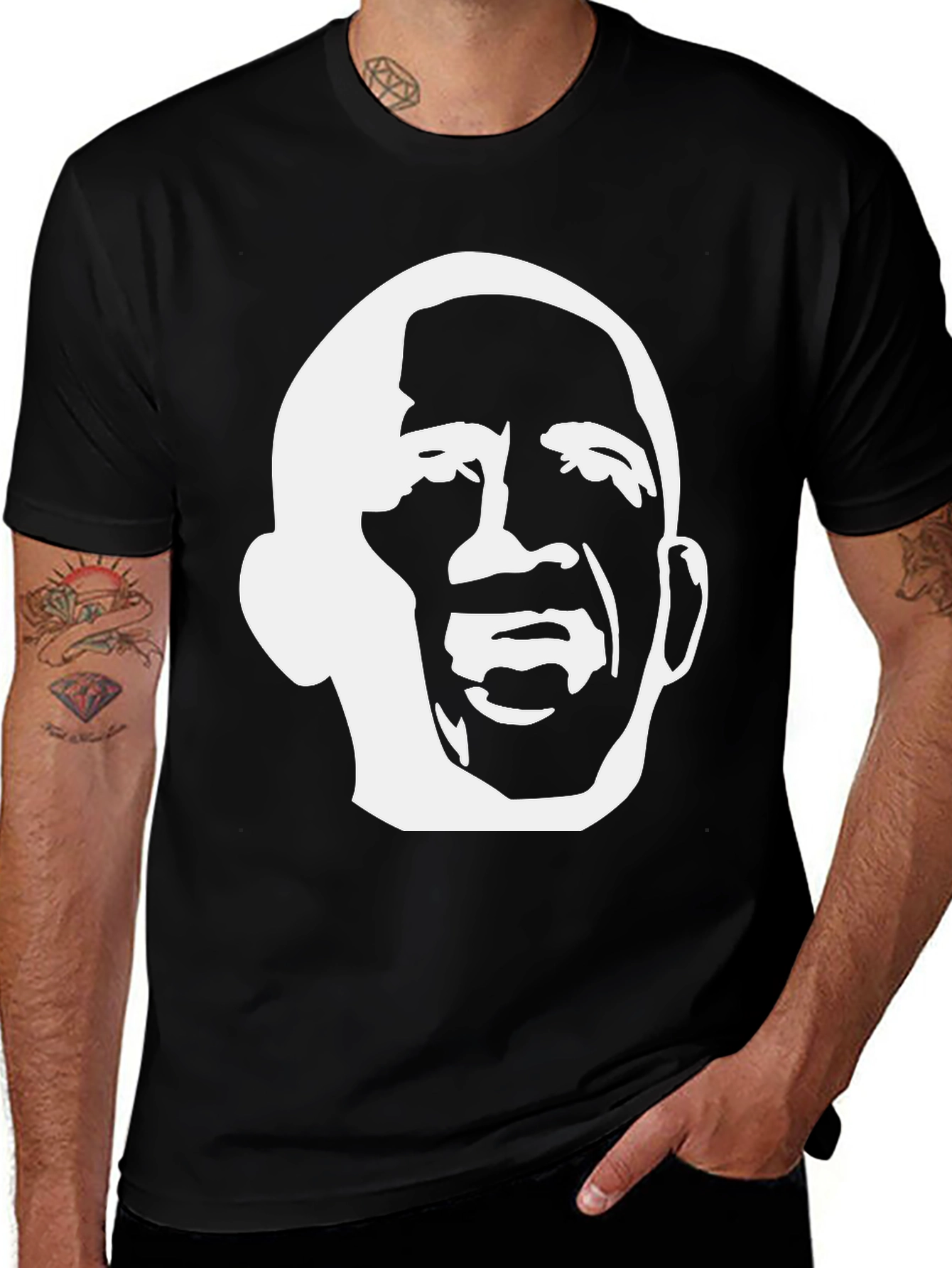 Bold Graphic Tee - White Silhouette on Black Cotton