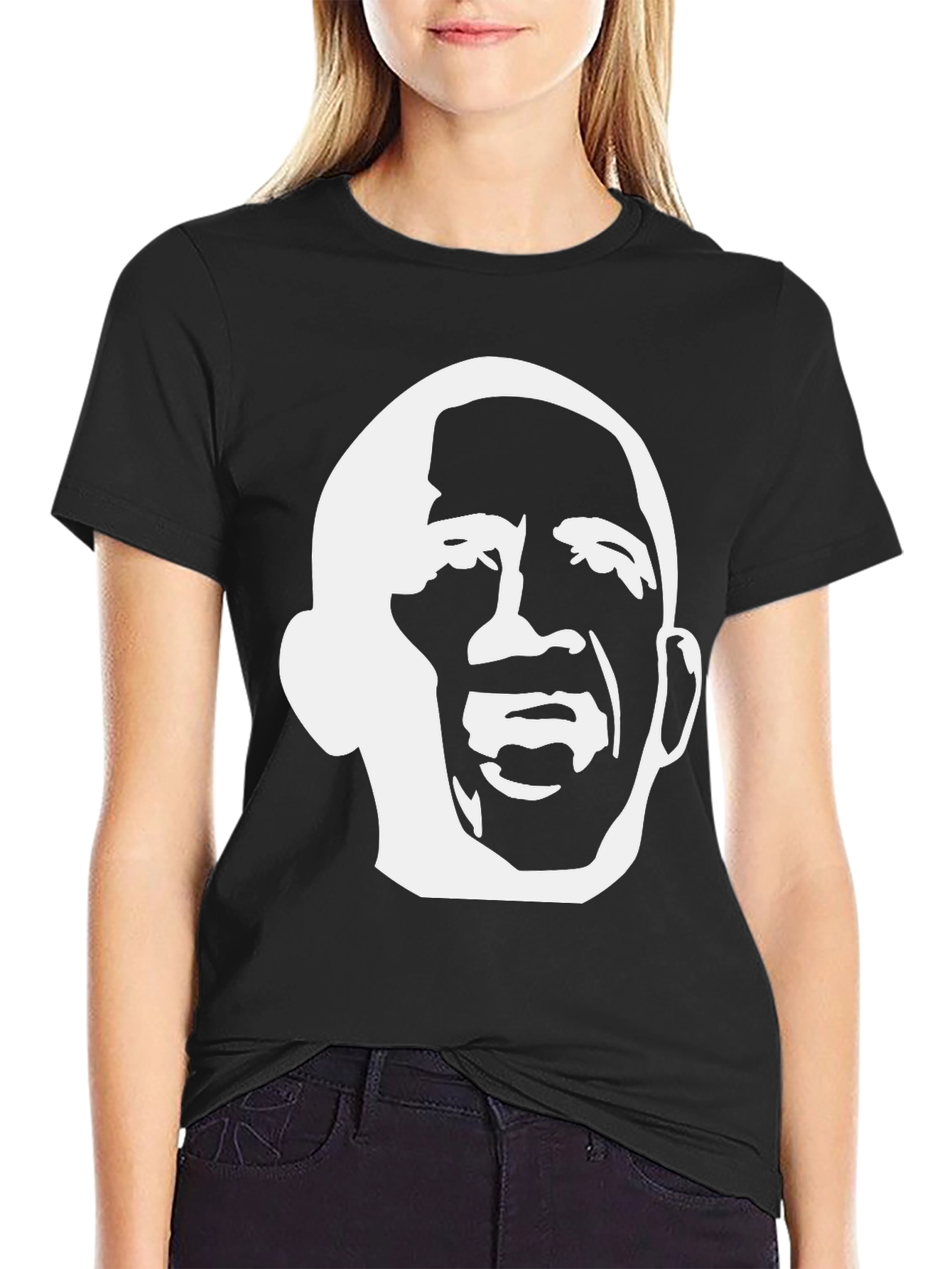 Bold Graphic Tee - White Silhouette on Black Cotton