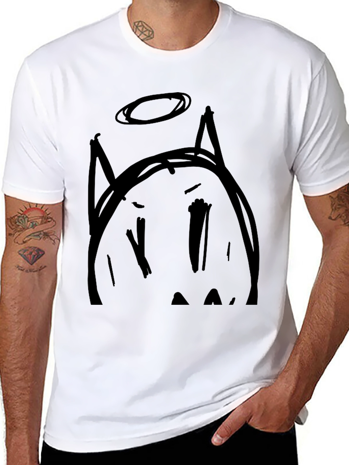 Devil Angel Graphic Tee - Black Cotton T-Shirt