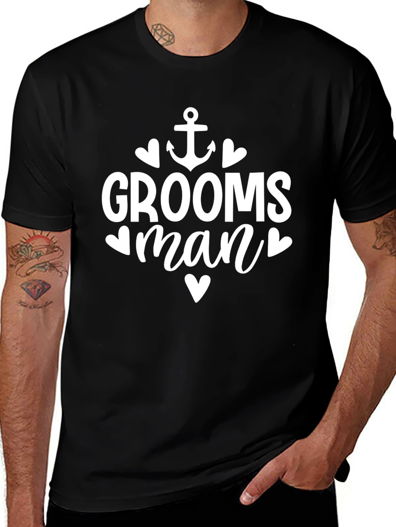 Groomsman Anchor Heart Graphic T-Shirt