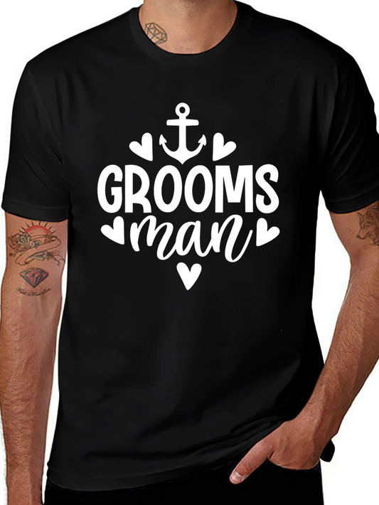 Groomsman Anchor Heart Graphic T-Shirt