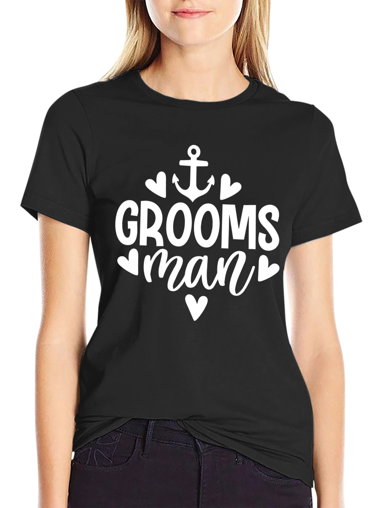Groomsman Anchor Heart Graphic T-Shirt