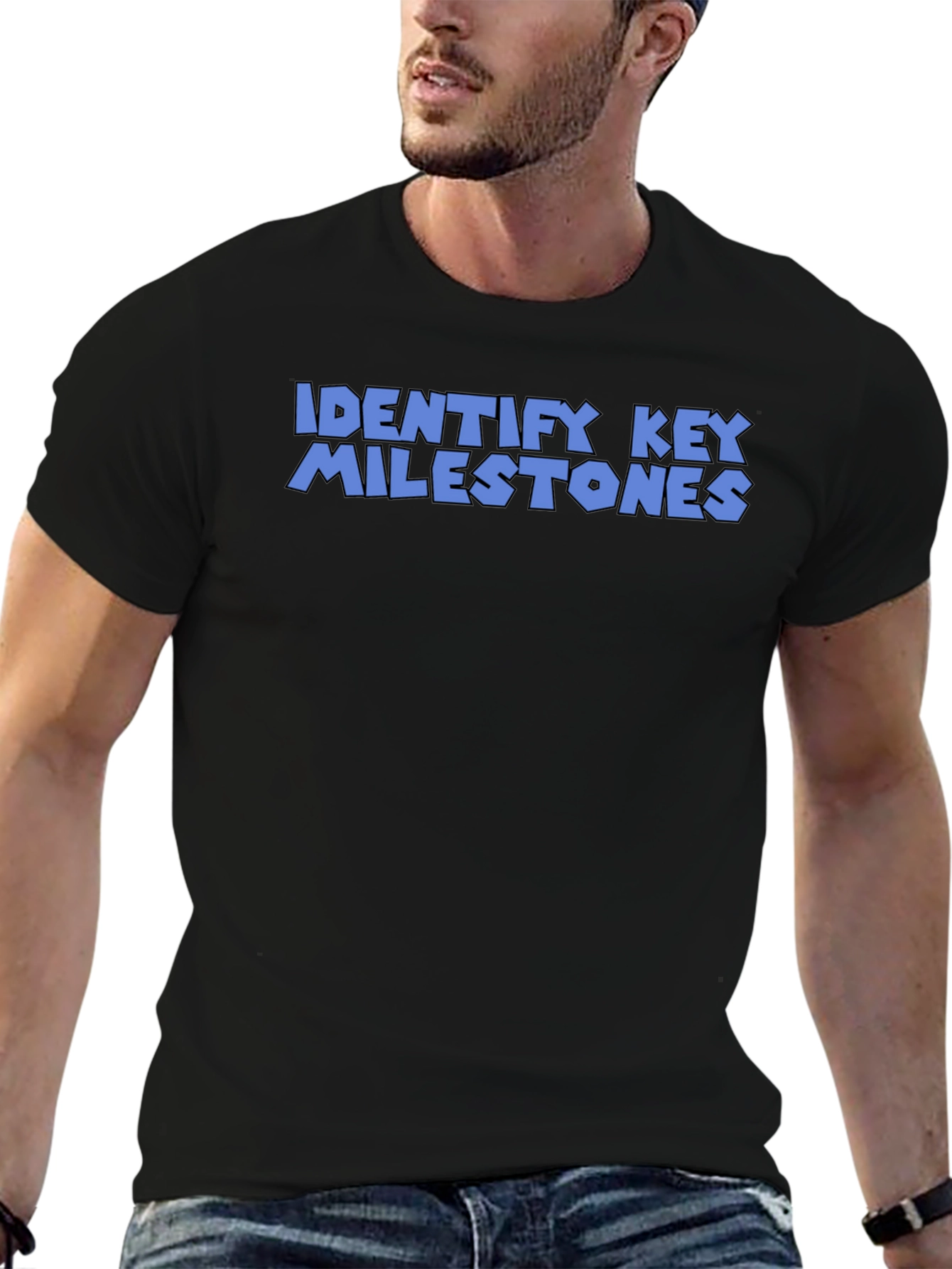 Identify Key Milestones T-Shirt - Black Graphic Tee