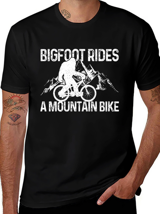Bigfoot Rides A Mountain Bike Graphic T-Shirt