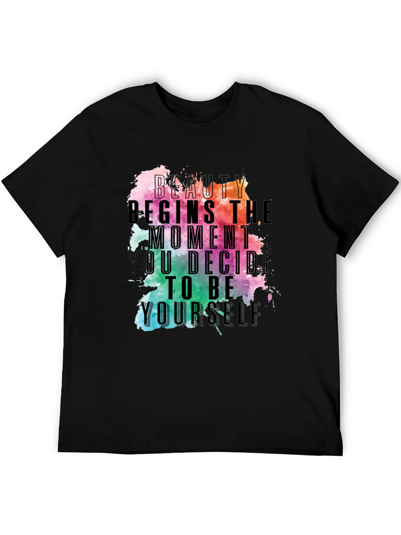 Beauty Begins Graphic Tee - Inspirational Black T-Shirt