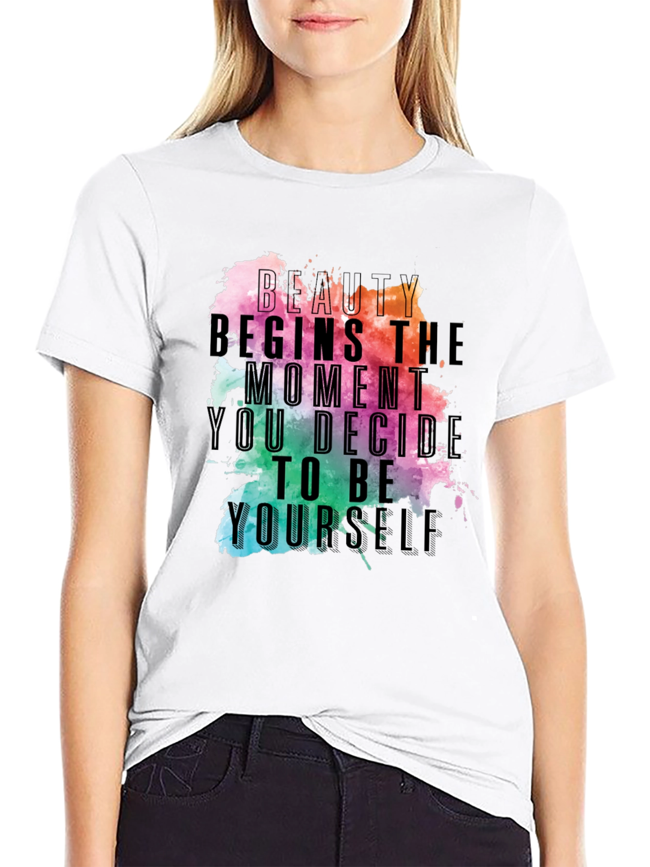Beauty Begins Graphic Tee - Inspirational Black T-Shirt