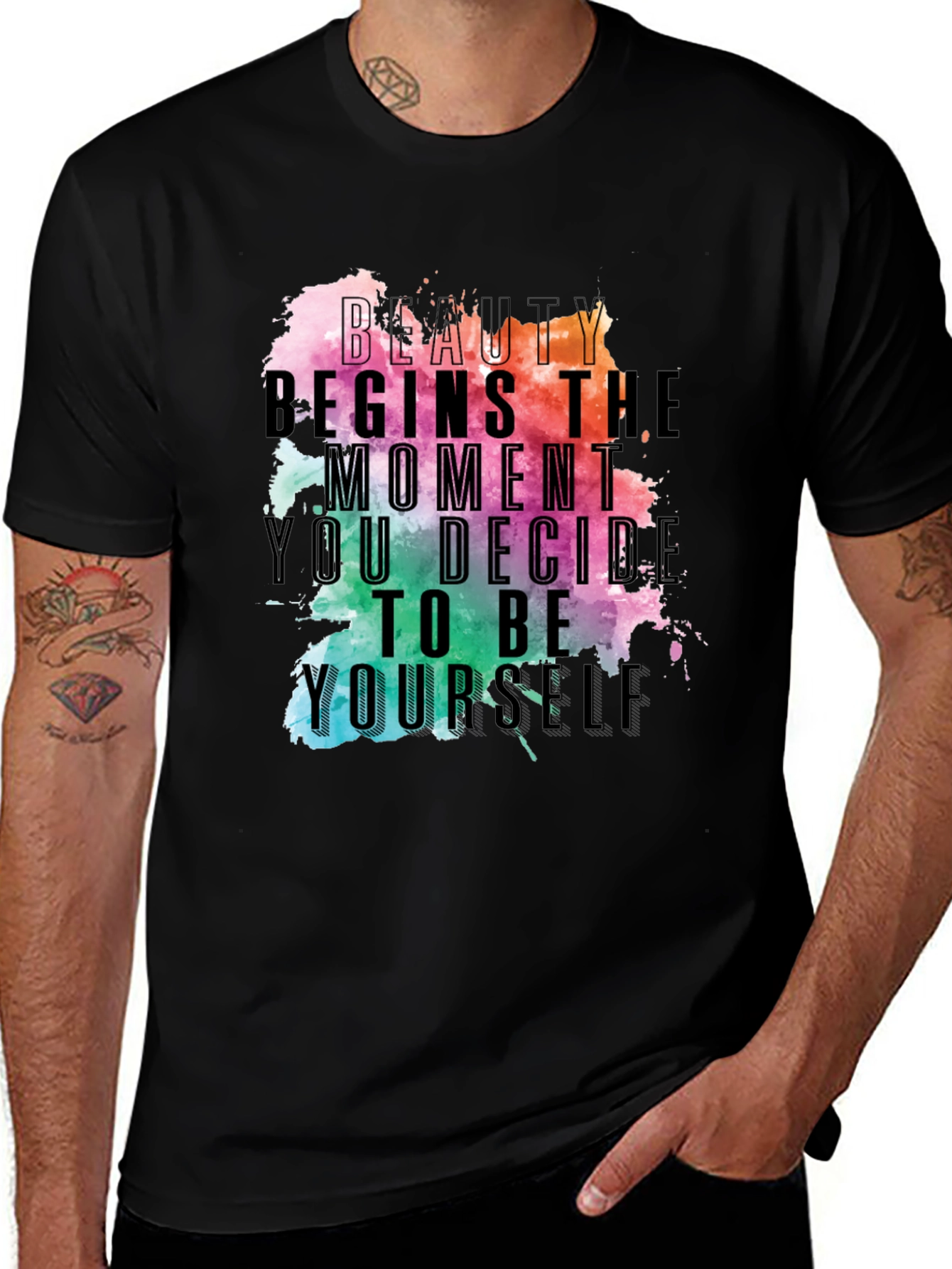 Beauty Begins Graphic Tee - Inspirational Black T-Shirt