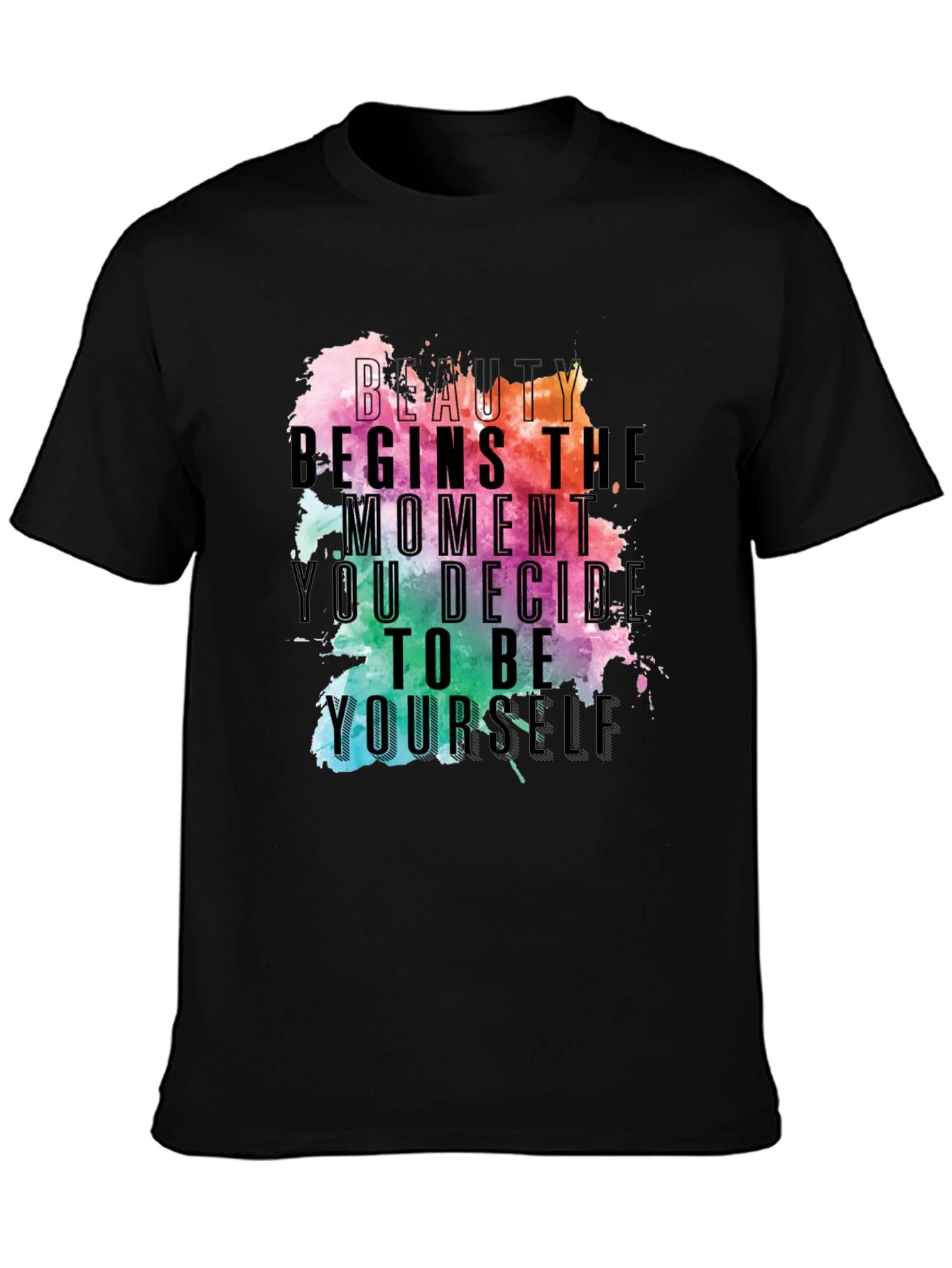 Beauty Begins Graphic Tee - Inspirational Black T-Shirt