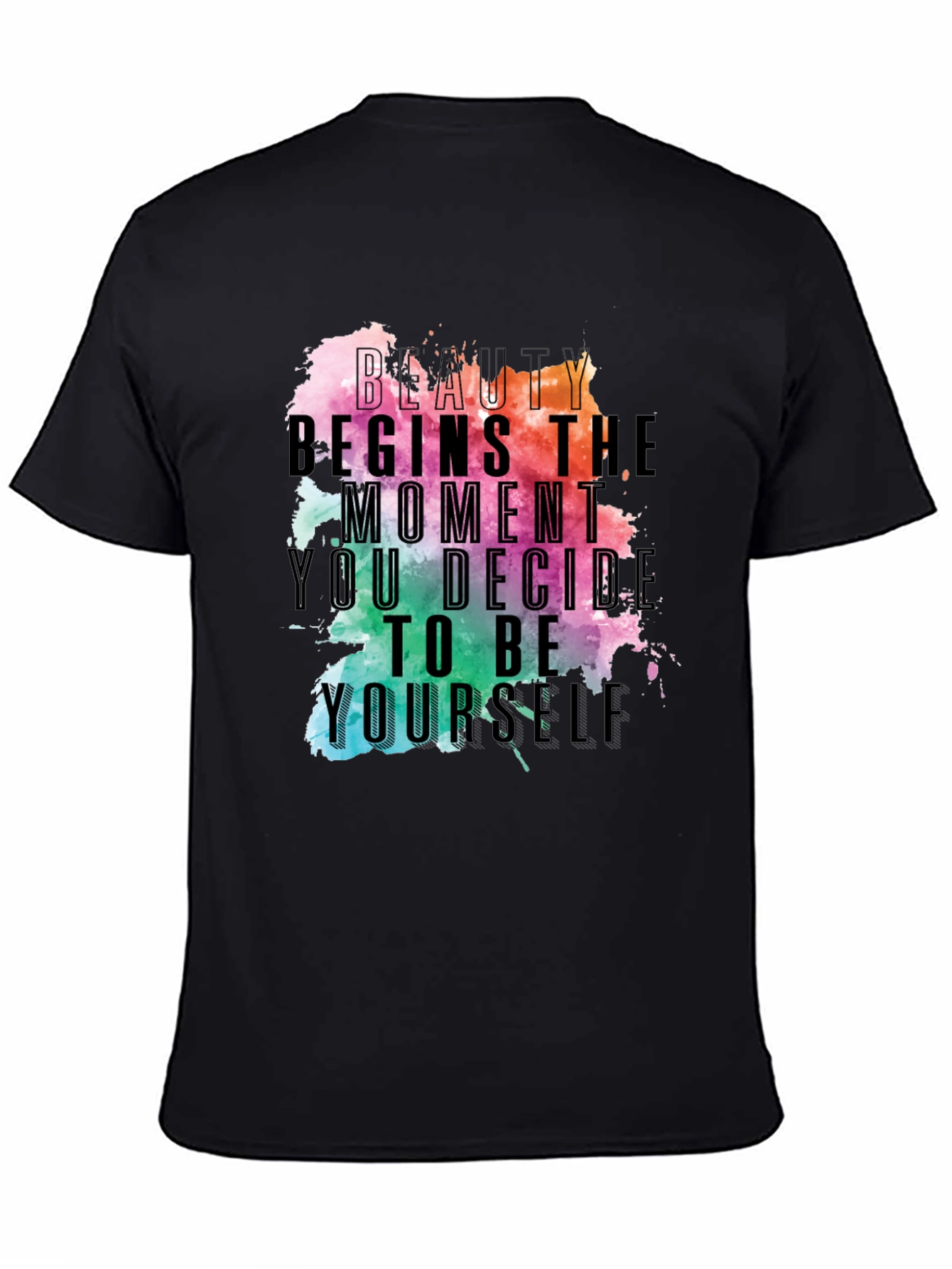 Beauty Begins Graphic Tee - Inspirational Black T-Shirt