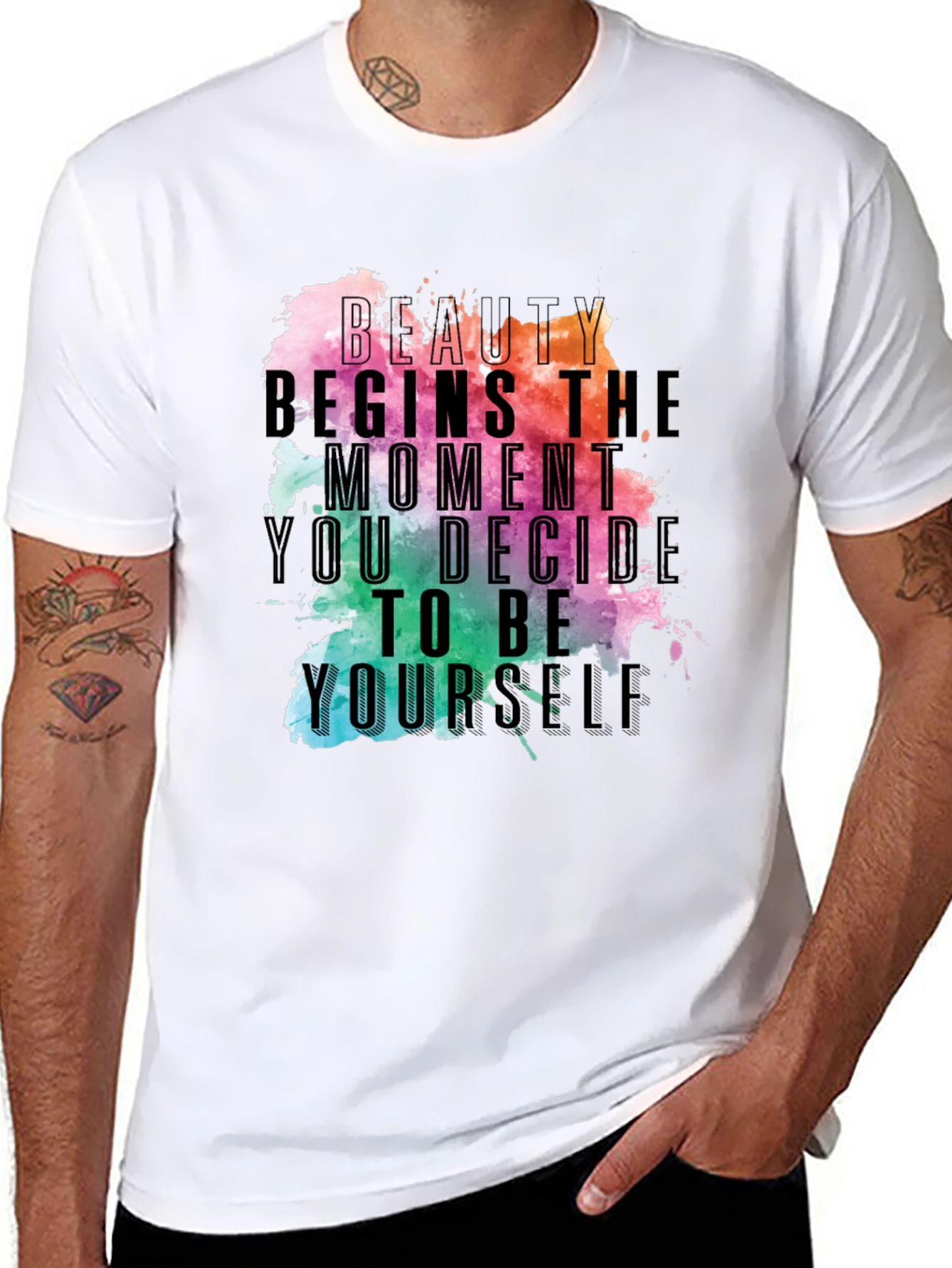 Beauty Begins Graphic Tee - Inspirational Black T-Shirt