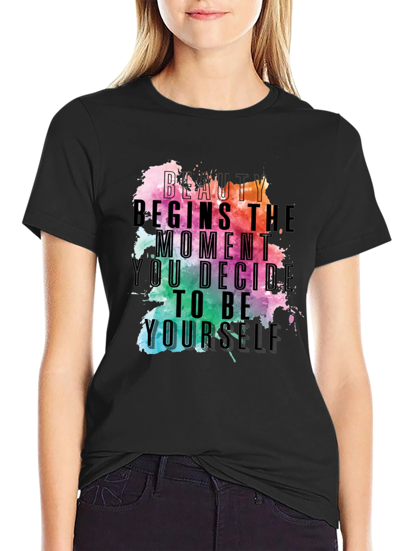 Beauty Begins Graphic Tee - Inspirational Black T-Shirt