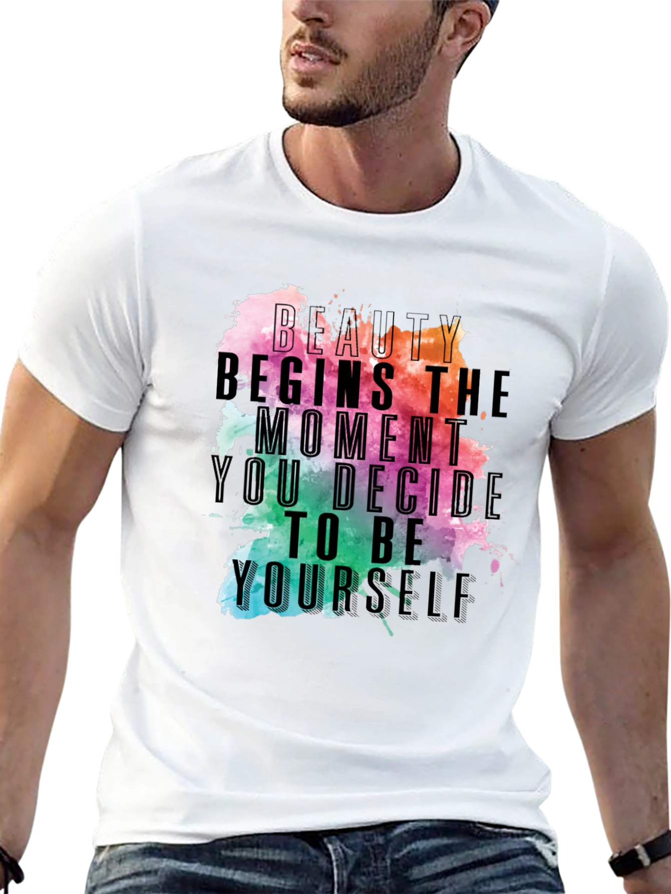 Beauty Begins Graphic Tee - Inspirational Black T-Shirt