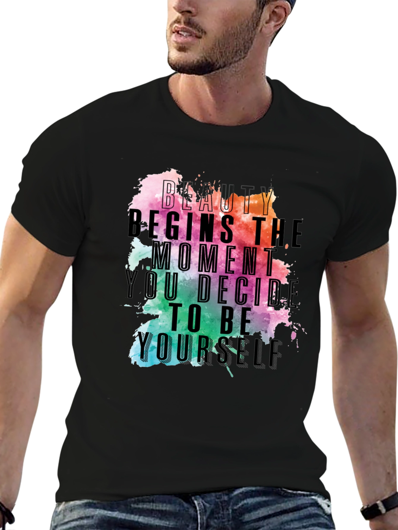 Beauty Begins Graphic Tee - Inspirational Black T-Shirt