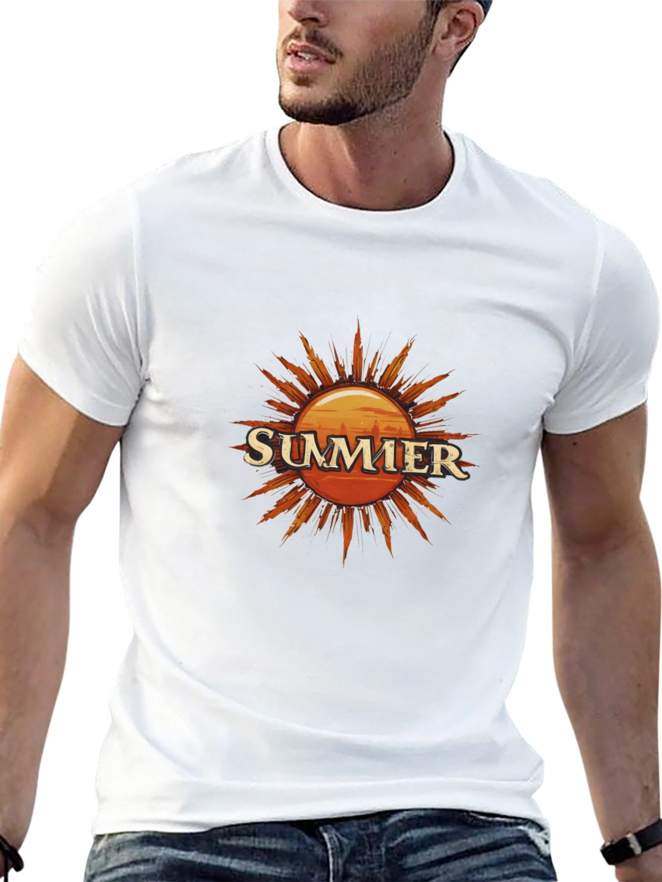 Summer Sun Graphic Tee - Black Cotton T-Shirt