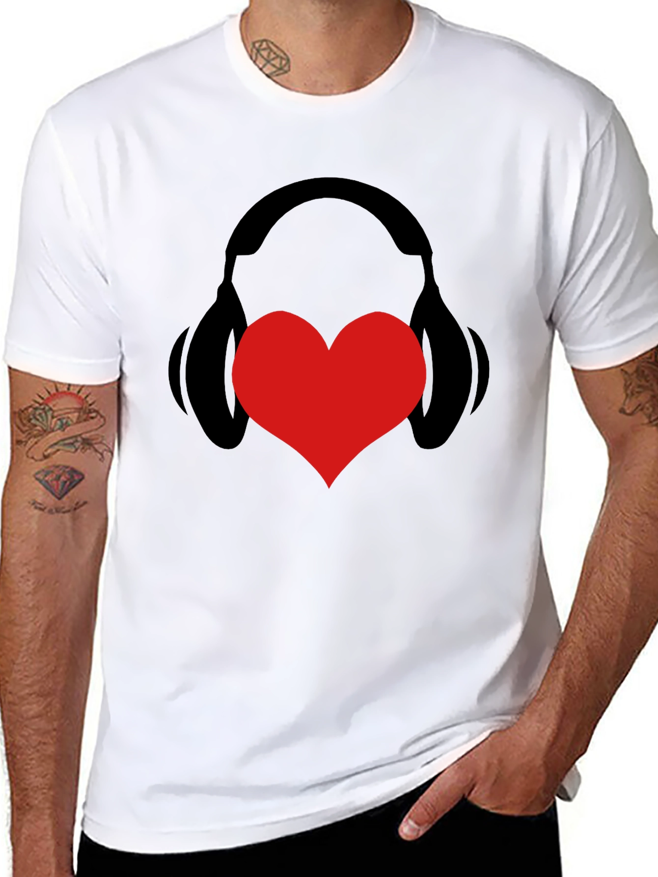 Heart Headphones Graphic Tee - Stylish Music Lover Shirt