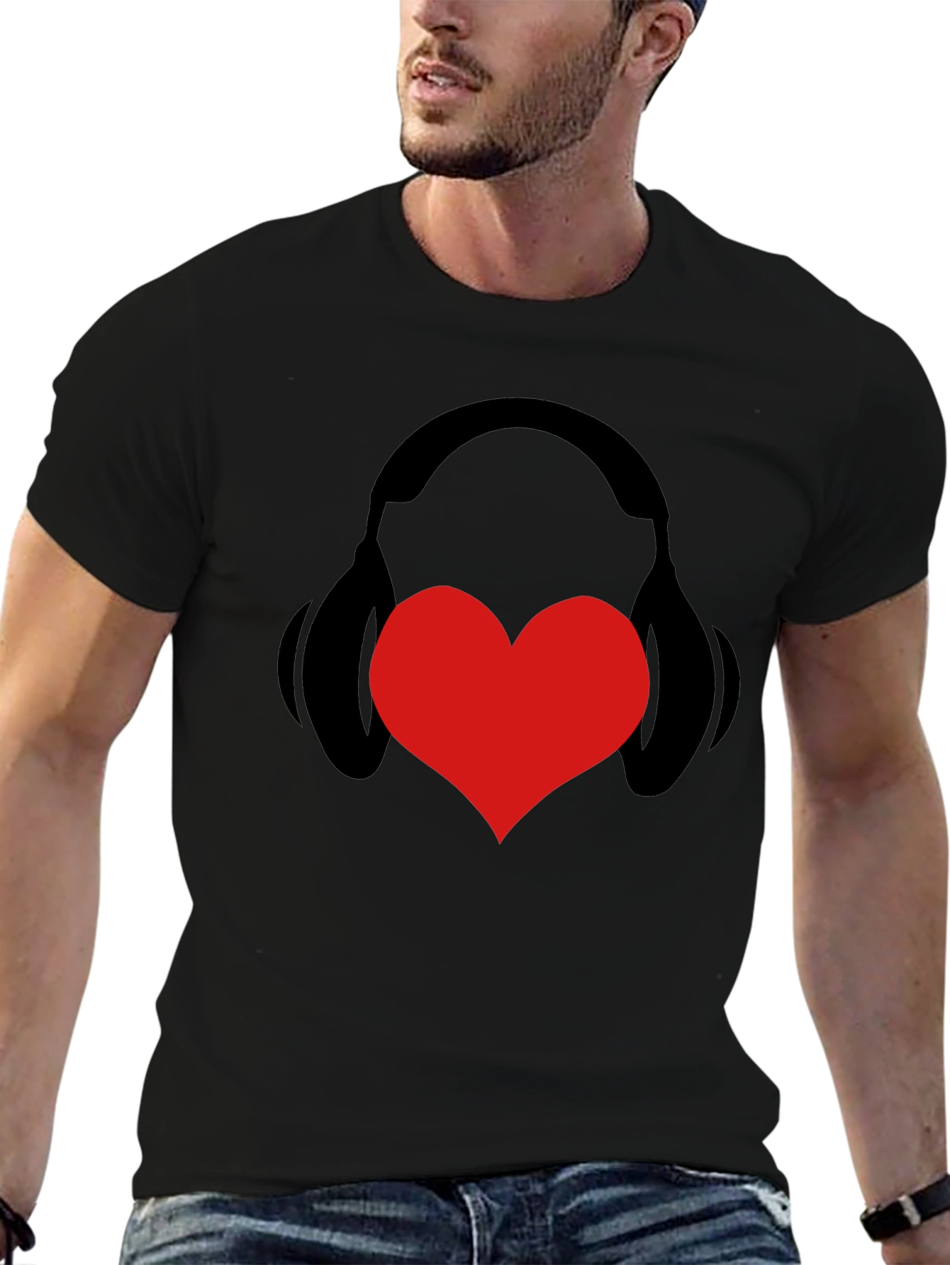 Heart Headphones Graphic Tee - Stylish Music Lover Shirt